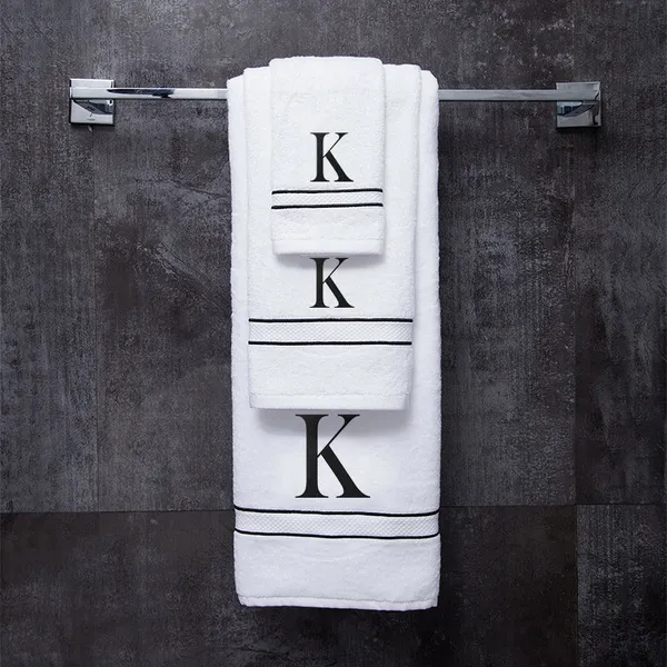 White_Monogrammed_Initial_K_Ultralux_Cotton_Bath_Hand_Face_Towels_Soft_Absorbent_Quick_Dry_Towels_For_Bathroom_Personalized_Luxury_Towel_Set