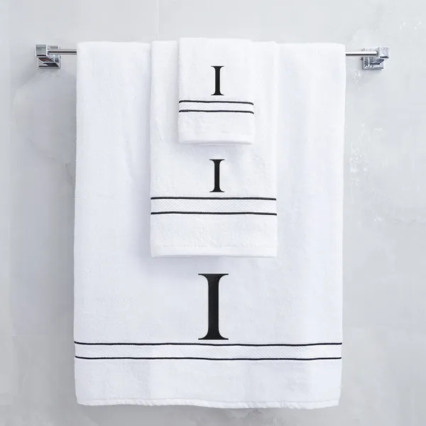White_Monogrammed_Initial_I_Ultralux_Cotton_Bath_Hand_Face_Towels_Soft_Quick_Dry_Absorbent_Towels_For_Bathroom_Personalized_Towel