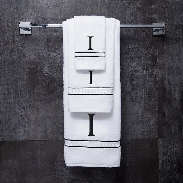 White_Monogrammed_Initial_I_Ultralux_Cotton_Bath_Hand_Face_Towels_Soft_Quick_Dry_Absorbent_Towels_For_Bathroom_Personalized_Towel
