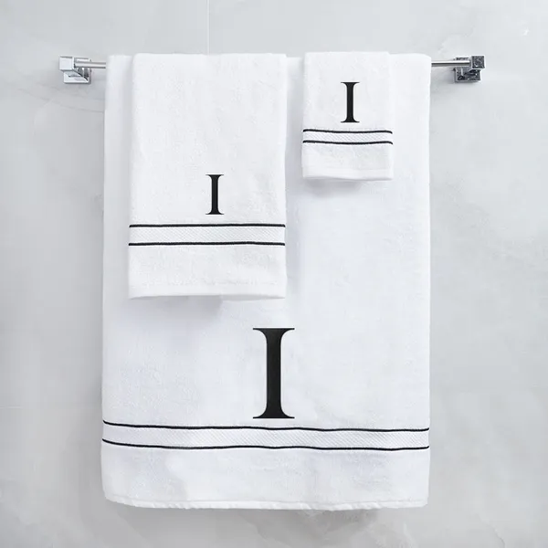 White_Monogrammed_Initial_I_Ultralux_Cotton_Bath_Hand_Face_Towels_Soft_Quick_Dry_Absorbent_Towels_For_Bathroom_Personalized_Towel