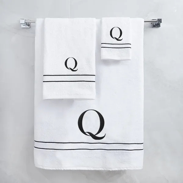 White_Monogrammed_Initial_Q_Ultralux_Cotton_Bath_Hand_Face_Towels_Soft_Quick_Dry_Absorbent_Towels_For_Bathroom_Spa_Hotel_Gym_Personalized_Towel