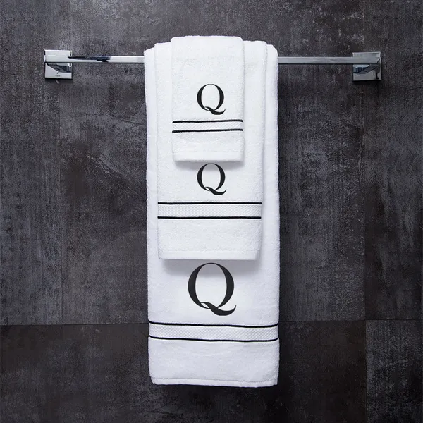 White_Monogrammed_Initial_Q_Ultralux_Cotton_Bath_Hand_Face_Towels_Soft_Quick_Dry_Absorbent_Towels_For_Bathroom_Spa_Hotel_Gym_Personalized_Towel