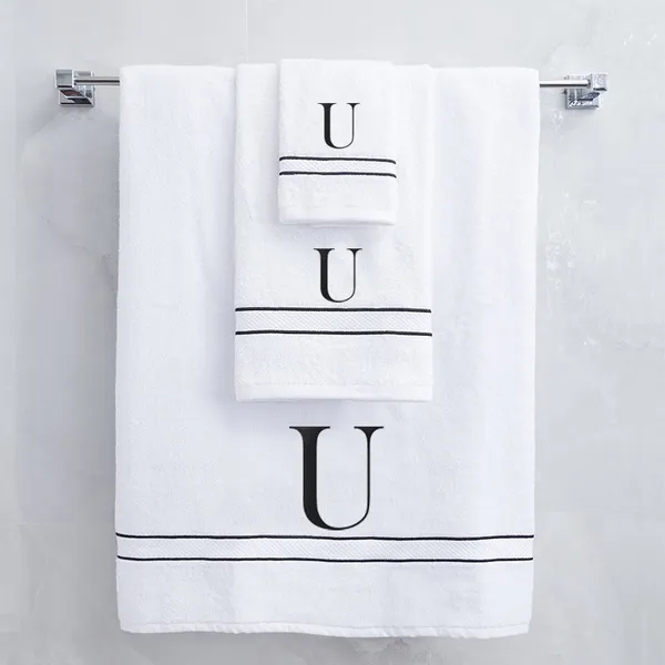 White_Monogrammed_Initial_U_Ultralux_Cotton_Bath_Hand_Face_Towels_Soft_Quick_Dry_Absorbent_Towels_For_Bathroom_Spa_Hotel_Gym_Personalized_Towel