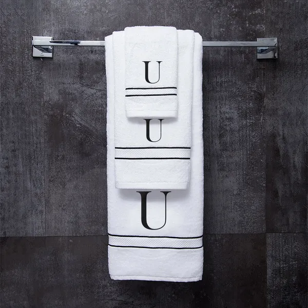 White_Monogrammed_Initial_U_Ultralux_Cotton_Bath_Hand_Face_Towels_Soft_Quick_Dry_Absorbent_Towels_For_Bathroom_Spa_Hotel_Gym_Personalized_Towel