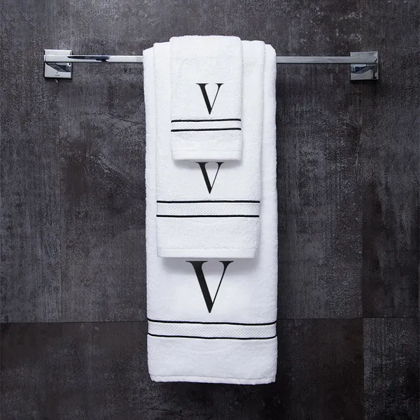 White_Monogrammed_Initial_V_Ultralux_Cotton_Bath_Hand_Face_Towels_Soft_Quick_Dry_Absorbent_Towels_For_Bathroom_Spa_Hotel_Gym_Personalized_Towel