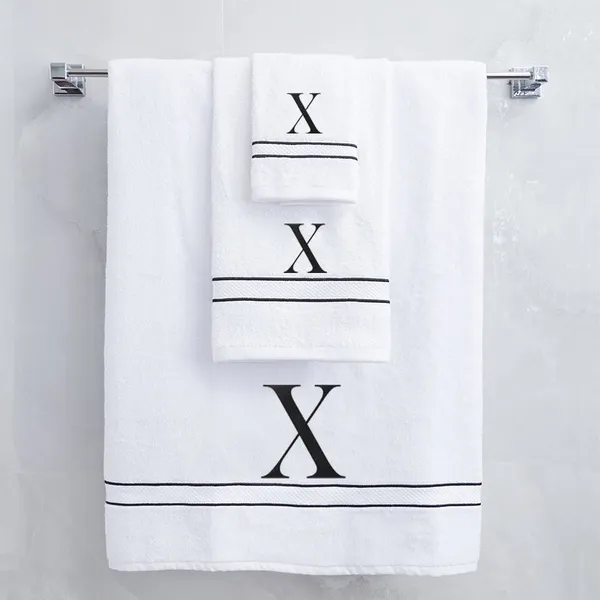 White_Monogrammed_Initial_X_Ultralux_Cotton_Bath_Hand_Face_Towels_Soft_Quick_Dry_Absorbent_Towels_For_Bathroom_Spa_Hotel_Gym_Personalized_Towel