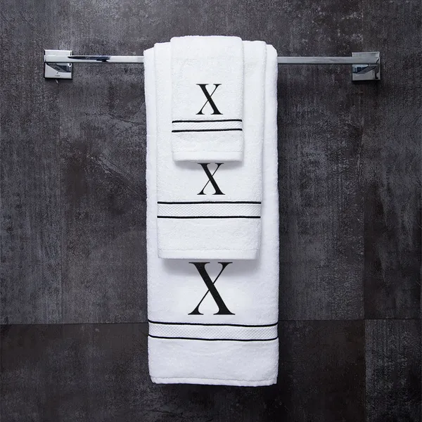 White_Monogrammed_Initial_X_Ultralux_Cotton_Bath_Hand_Face_Towels_Soft_Quick_Dry_Absorbent_Towels_For_Bathroom_Spa_Hotel_Gym_Personalized_Towel