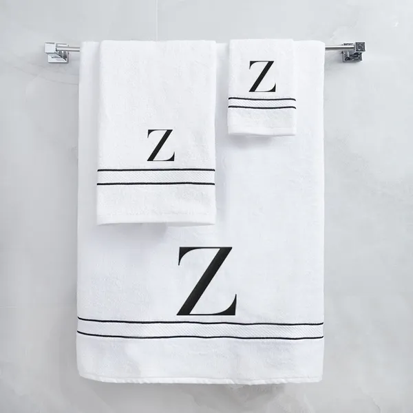 White_Monogrammed_Initial_Z_Ultralux_Cotton_Bath_Hand_Face_Towels_Soft_Quick_Dry_Absorbent_Towels_For_Bathroom_Spa_Hotel_Gym_Personalized_Towel