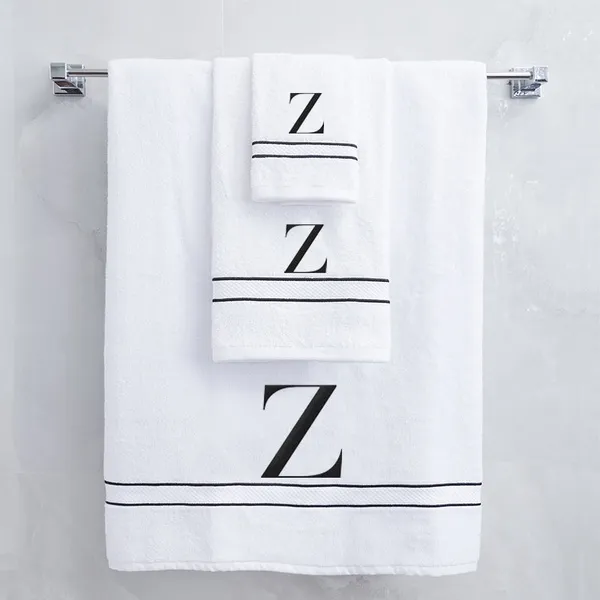 White_Monogrammed_Initial_Z_Ultralux_Cotton_Bath_Hand_Face_Towels_Soft_Quick_Dry_Absorbent_Towels_For_Bathroom_Spa_Hotel_Gym_Personalized_Towel