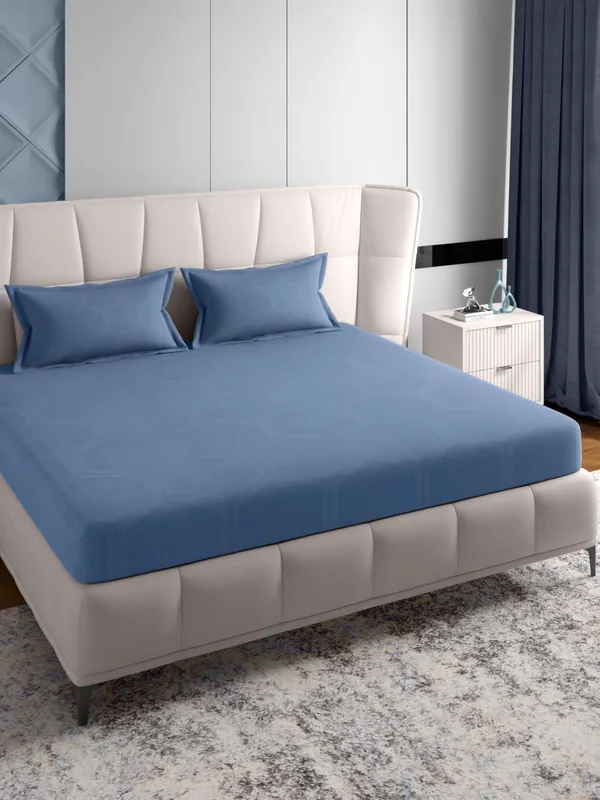 Blue_600_Tc_Folkestone_Queen_Size_Jacquard_Bed_Sheet_90_X_100_Inch_With_2_Pillow_Covers_18X27_Inch_Soft_Durable_Premium_Cotton_Luxury_Bedding_Set_Elegant_Breathable_Comfortable_Bedroom_Guest_Room