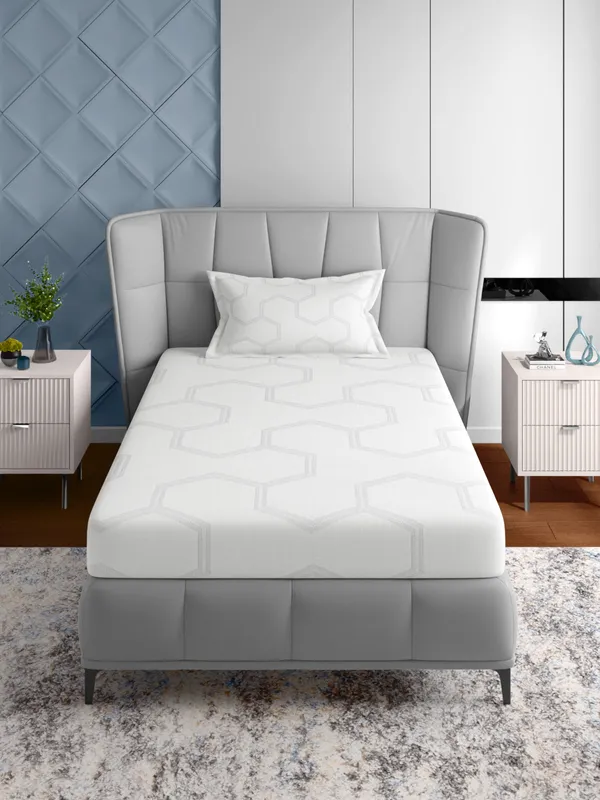 White_500Tc_Single_Size_Jacquard_Bed_Sheet_60X90_Inch_With_1_Pillow_Cover_18X27_Inch_Soft_Durable_Premium_Cotton_Bedding_Set_Luxury_Comfortable_Stylish_Home_Kids_Room_Guest_Bed