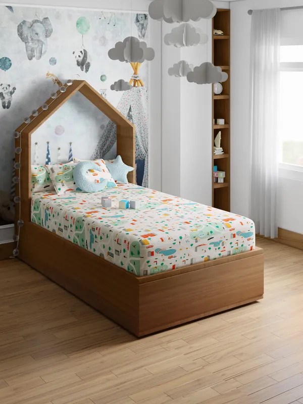 Off_White_City_Pink_200_Tc_Cotton_Single_Kids_Bedsheet_60X90_With_1_Pillow_Cover_18X27_Soft_Breathable_Durable_Lightweight_Easy_To_Clean_Colorful_Bedding_For_Girls_Room_Everyday_Comfort