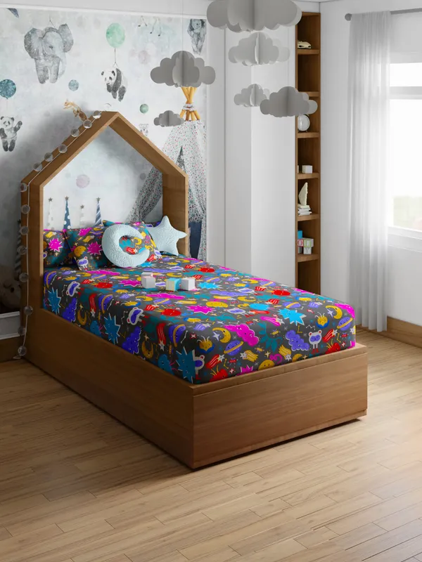 Multicolor_Monster_200_Tc_Cotton_Single_Kids_Bedsheet_60X90_With_1_Pillow_Cover_18X27_Soft_Breathable_Durable_Lightweight_Easy_Care_Colorful_Bedding_Perfect_For_Kids_Room_Everyday_Comfort