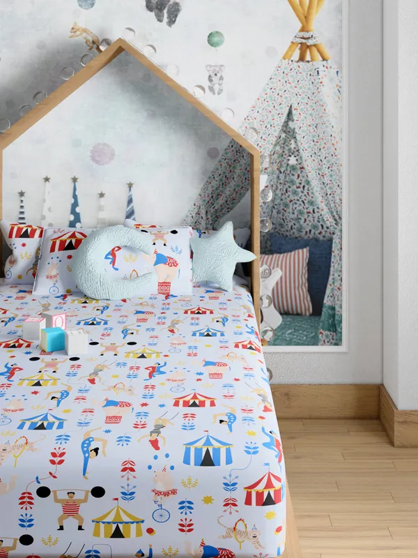 Off_White_Circus_200_Tc_Cotton_Single_Kids_Bed_Sheet_60X90_With_1_Pillow_Cover_18X27_Soft_Breathable_Durable_Lightweight_Easy_To_Clean_Colorful_Design_Perfect_For_Kids_Room_Everyday_Comfort