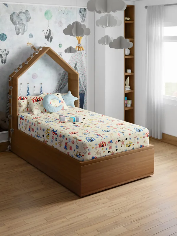 White_Circus_Pink_200_Tc_Cotton_Single_Kids_Bed_Sheet_60X90_Inch_With_1_Pillow_Cover_18X27_Soft_Breathable_Durable_Lightweight_Easy_To_Wash_Colorful_Bedding_Perfect