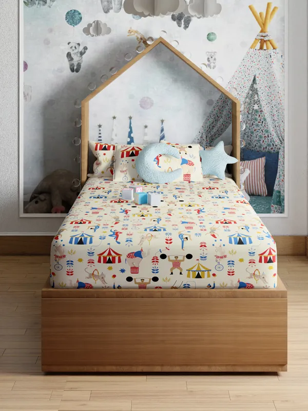 White_Circus_Pink_200_Tc_Cotton_Single_Kids_Bed_Sheet_60X90_Inch_With_1_Pillow_Cover_18X27_Soft_Breathable_Durable_Lightweight_Easy_To_Wash_Colorful_Bedding_Perfect