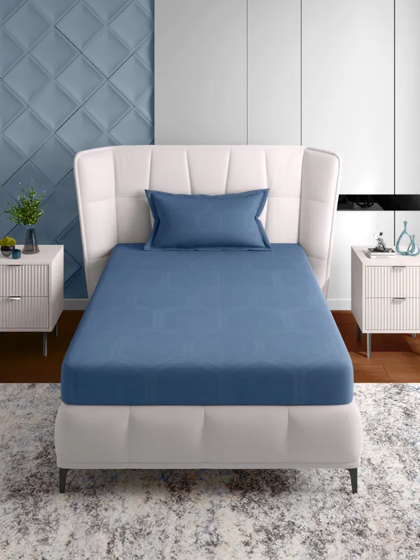 Blue_600_Tc_Folkestone_Single_Size_Jacquard_Bed_Sheet_60X90_Inch_With_1_Pillow_Cover_18X27_Inch_Soft_Durable_Premium_Cotton_Luxury_Bedding_Set_Elegant_Breathable_Comfortable_Bedroom_Guest_Room