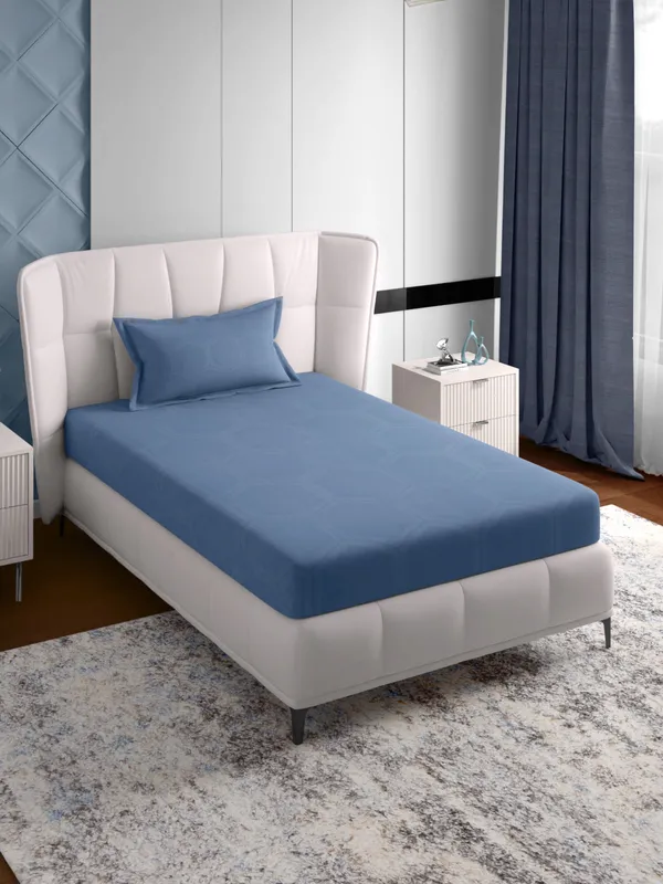 Blue_600_Tc_Folkestone_Single_Size_Jacquard_Bed_Sheet_60X90_Inch_With_1_Pillow_Cover_18X27_Inch_Soft_Durable_Premium_Cotton_Luxury_Bedding_Set_Elegant_Breathable_Comfortable_Bedroom_Guest_Room