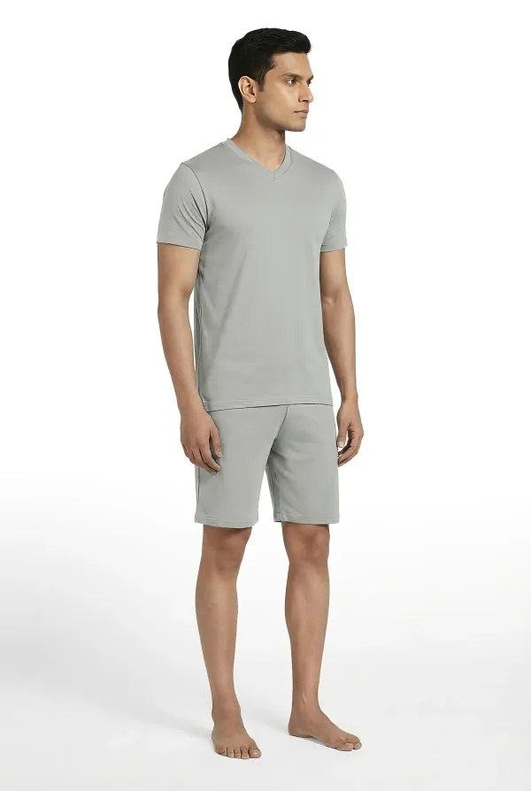 Soft_Comfort_Mens_Pyjama_Set_Modal_Cotton_Night_Suit_V_Neck_T-Shirt_And_Shorts_Breathable_Sleepwear