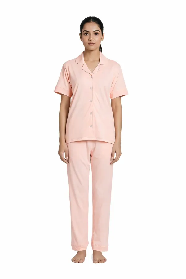 Soft_Comfort_Womens_Nightshirt_And_Pyjama_Set_Modal_Cotton_Pink_Sleepwear_Soft_And_Breathable_Night_Wear