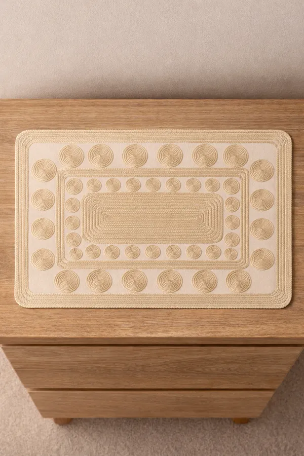 Pack_Of_6_Beige_And_Gold_Decorative_Leaf_Design_Rectangular_Table_Mat_For_Home_And_Decor