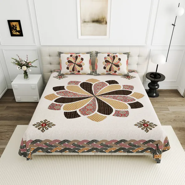 Ethnic_Floral_Cotton_Viscose_Bedsheet_With_2_Pillow_Covers_For_Home_And_Decor