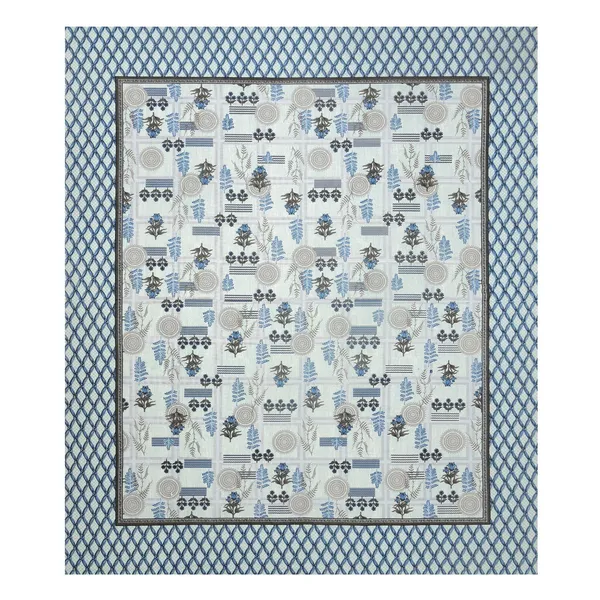 Blue_And_White_Floral_Print_Premium_Cotton_Double_Bedsheet_With_2_Pillow_Covers_For_Home_Decor