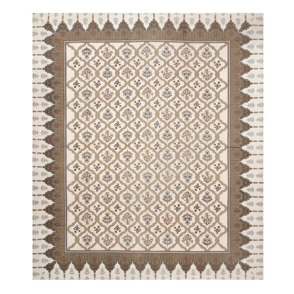 Beige_Traditional_Floral_Print_Premium_Cotton_Double_Bedsheet_With_2_Pillow_Covers_For_Home_And_Decor
