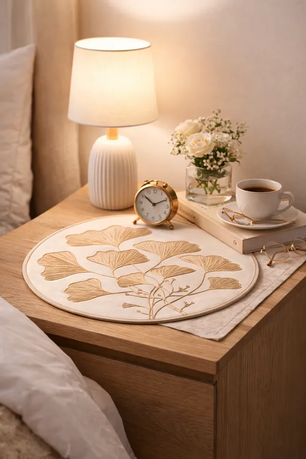 Pack_Of_6_Beige_And_Gold_Leaf_Design_Premium_Round_Decorative_Table_Mat_For_Home_And_Decor