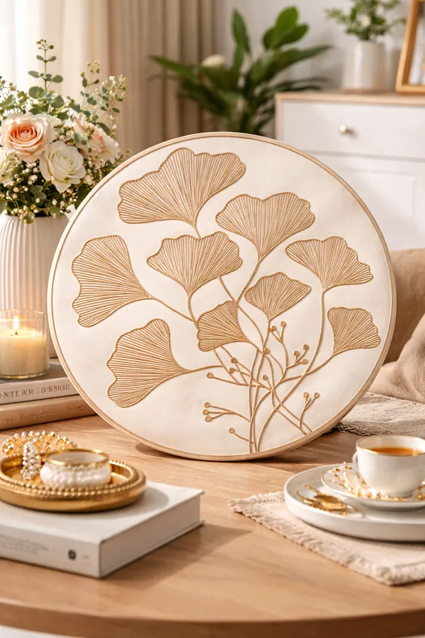 Pack_Of_6_Beige_And_Gold_Leaf_Design_Premium_Round_Decorative_Table_Mat_For_Home_And_Decor