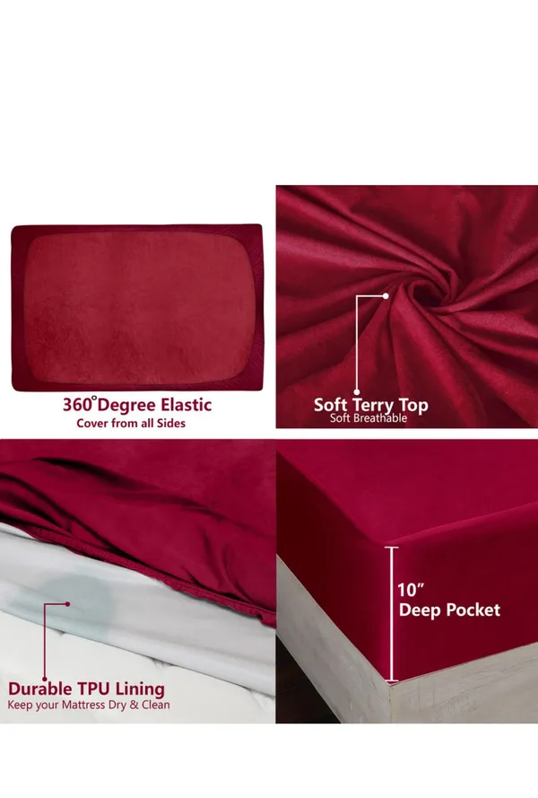 Mehroon_Premium_Waterproof_Terry_Cotton_Fitted_Mattress_Protector_360°_Elastic_Deep_Pocket_For_Home_And_Decor