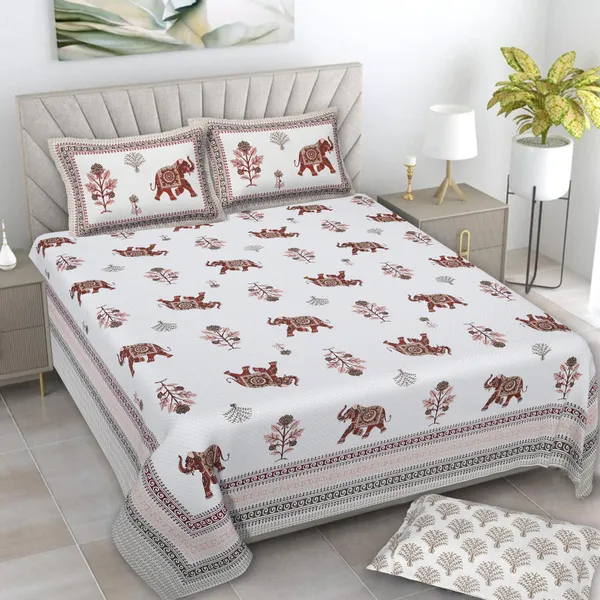 Red_Elephant_Print_Cotton_Bedsheet_with_2_Pillow_Covers