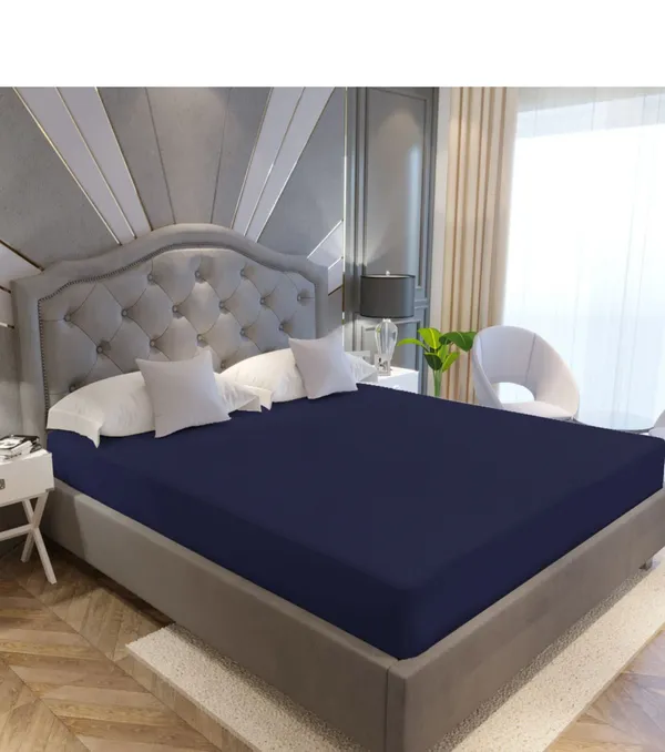 Navy_Blue_Waterproof_Mattress_Protector_For_Home_And_Decor
