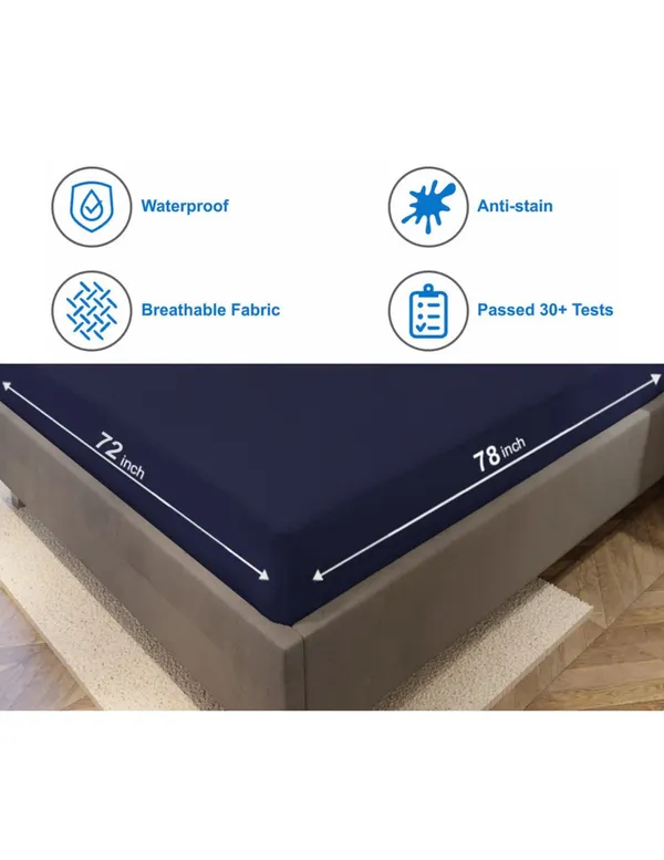 Navy_Blue_Waterproof_Mattress_Protector_For_Home_And_Decor
