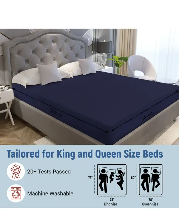 Navy_Blue_Waterproof_Mattress_Protector_For_Home_And_Decor