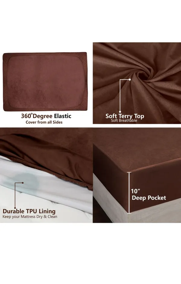 Brown_Double_Bed_Waterproof_Terry_Cotton_Fitted_Mattress_Protector_For_Home_And_Decor