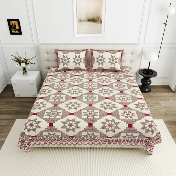 Ethnic_Star_Print_Cotton_Viscose_Double_Bedsheet_With_2_Pillow_Covers_For_Home_And_Decor
