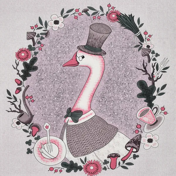 Artistic_Swan_Print_Cotton_Viscose_Bedsheet_With_2_Pillow_Covers_For_Home_And_Decor
