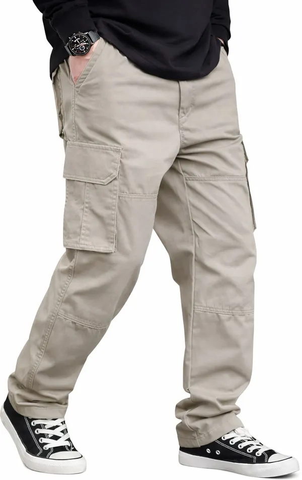 Beige_Cotton_Solid_Regular_Fit_Cargo_For_Men