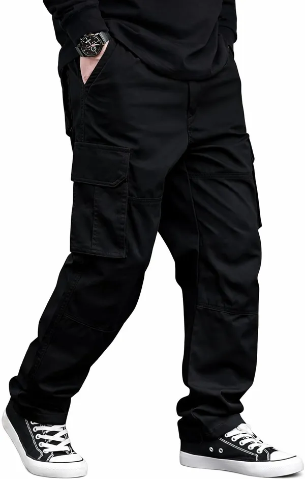Black_Cotton_Solid_Regular_Fit_Cargo_For_Men