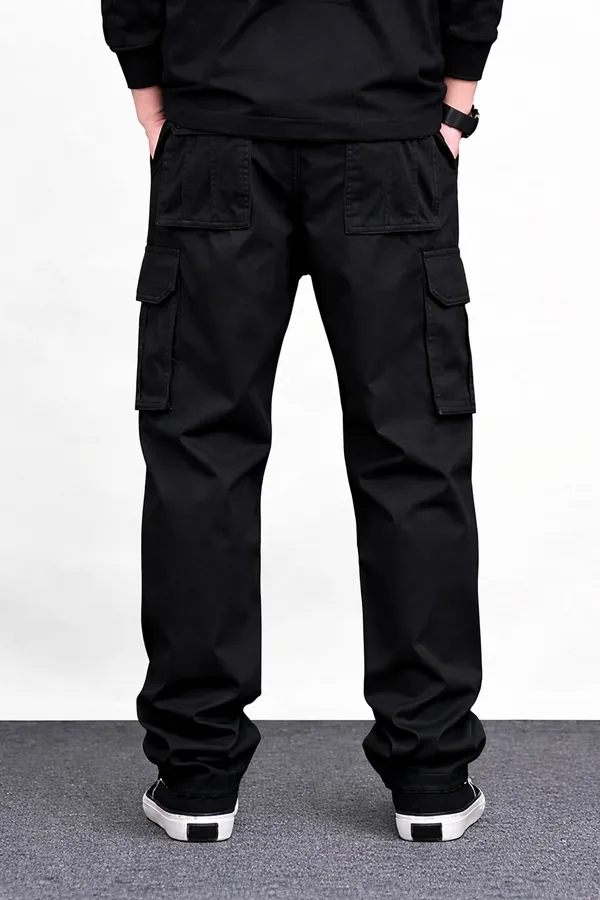 Black_Cotton_Solid_Regular_Fit_Cargo_For_Men