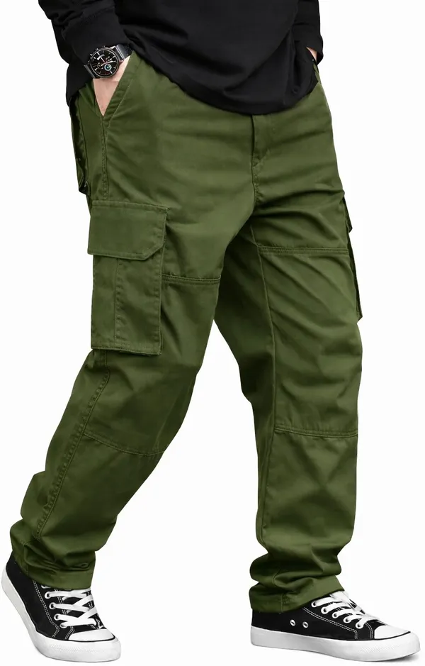 Green_Cotton_Solid_Regular_Fit_Cargo_For_Men