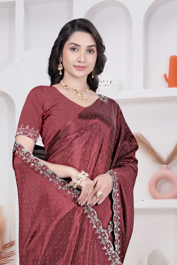 Burgundy_Crepe_Fancy_Stone_Work_Saree_for_Women