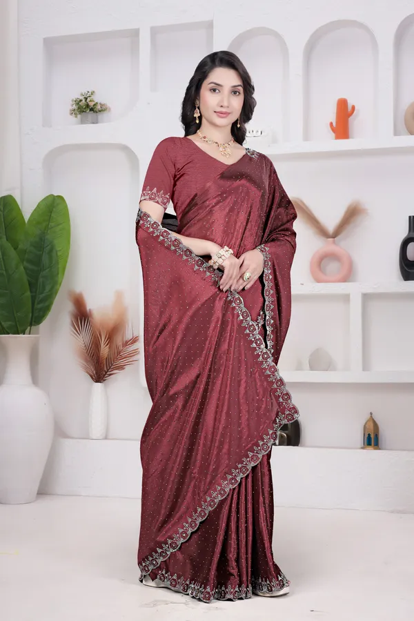 Burgundy_Crepe_Fancy_Stone_Work_Saree_for_Women