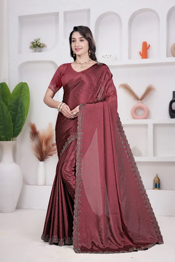 Burgundy_Crepe_fancy_stone_work_Saree_for_Women_