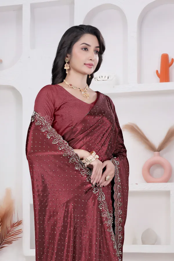 Burgundy_Crepe_fancy_stone_work_Saree_for_Women_