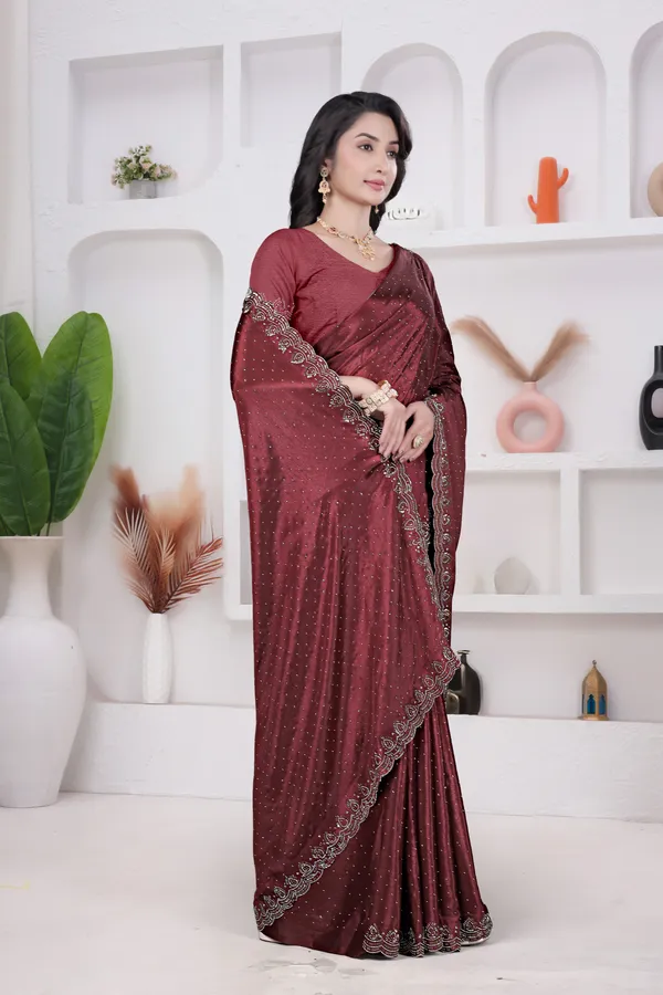 Burgundy_Crepe_fancy_stone_work_Saree_for_Women_