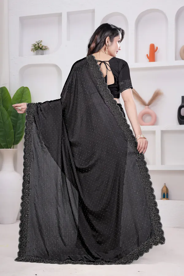 Coal-black_Crepe_Diamond_Work_Fancy_Saree_for_Women_