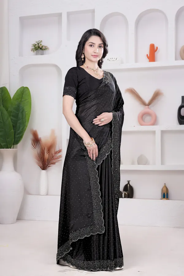Coal-black_Crepe_Diamond_Work_Fancy_Saree_for_Women_