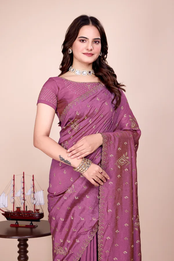 Designer_Pink_Silk_Stone_Work_Saree_For_Women